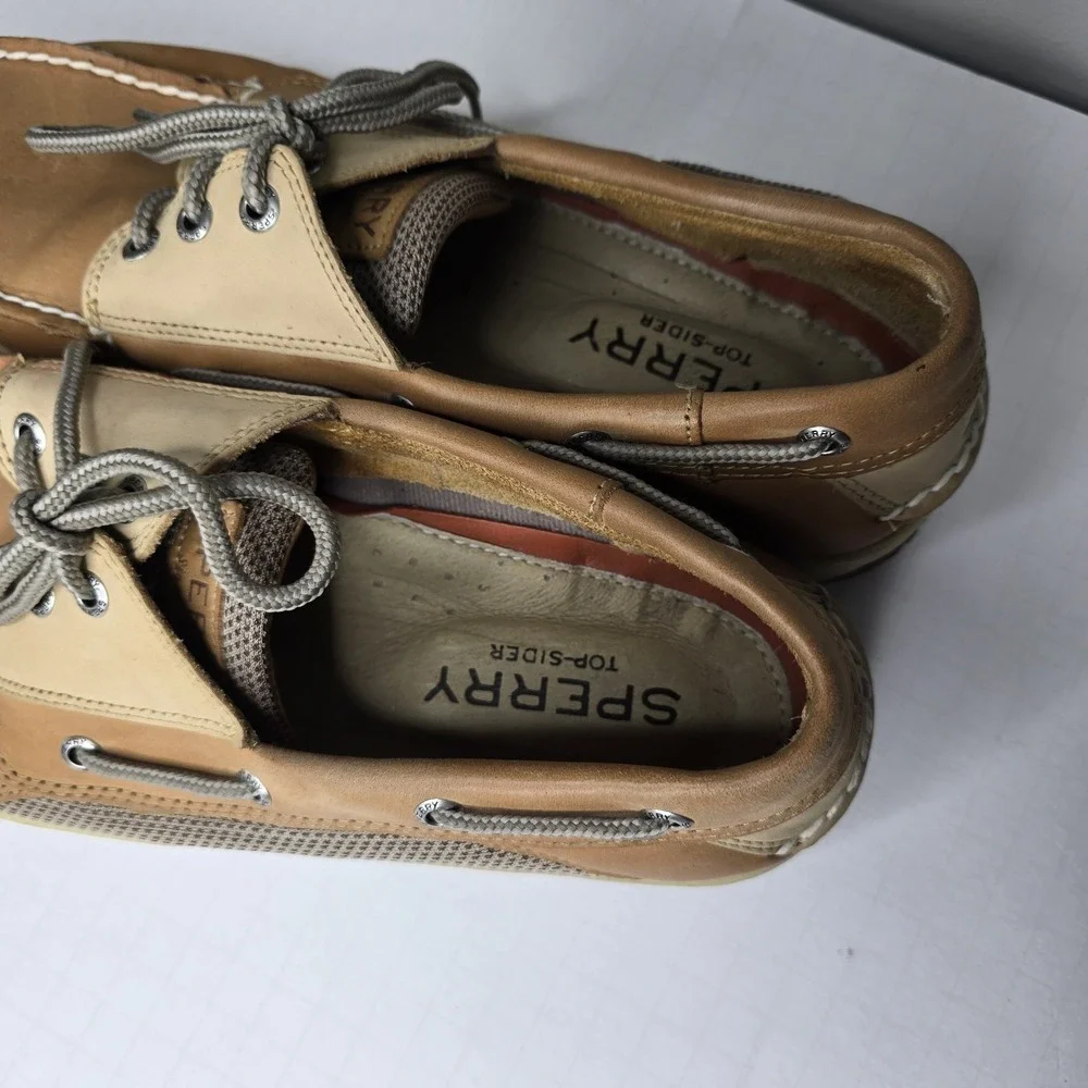 Sperry Shoes Mens 12 Brown Leather Top Sider Boat Deck Moc Toe Casual Comfort